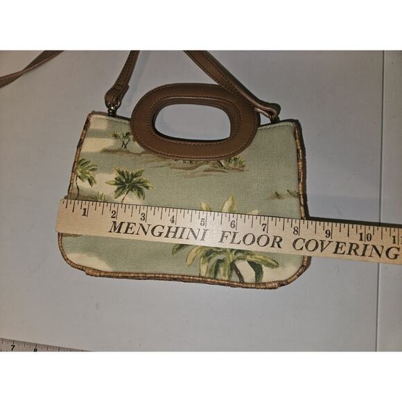 Fossil Oasis Mini Crossbody Tropical Leather Woven EUC 8x5.5x2.5 - Picture 9 of 13